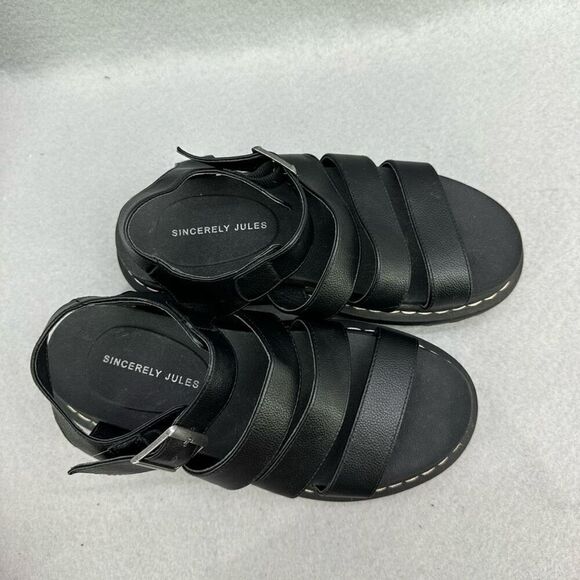 Sincerely Jules Model "Daring" Black Chunky Platform Sandals Women's Size 6 - Picture 4 of 8